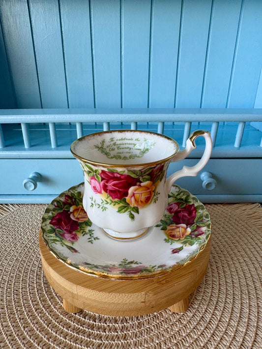 Vintage Royal Albert 25th Anniversary 'Old Country Roses' CoffeeCup and Saucer, Fine Bone China, Special Edition Royal Albert, England
