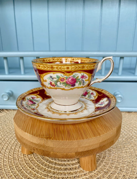 Vintage Royal Albert Lady Hamilton, Bone China, Lady Sized TeaCup & Saucer, Perfect State, Cabinet Piece, Brown Rose Decor, Made In England