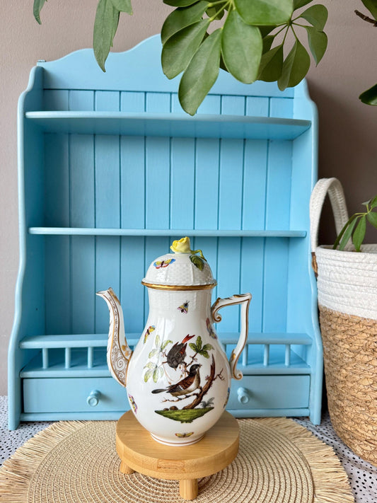 Hard to Find, Rare Vintage Herend ‘Rothschild’ Medium CoffeePot -Hand-Painted Yellow Rose,Vintage Elegance, Birds Decor, Hungarian Porcelain