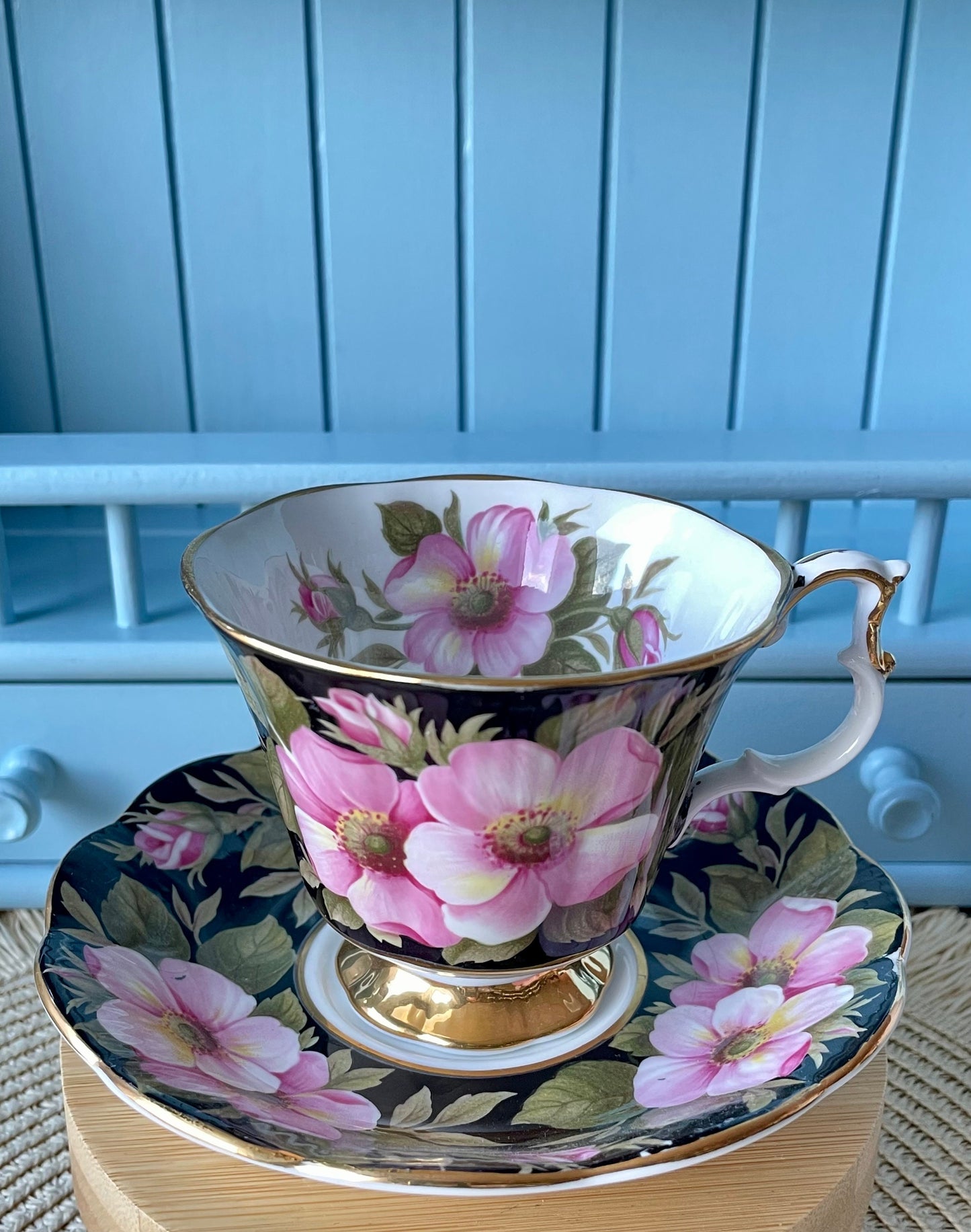 Vintage Royal Albert "Alberta Rose" Provincial Flowers TeaCup & Saucer, Fine Bone China, Previously Loved Vintage, Male Sized, Made England