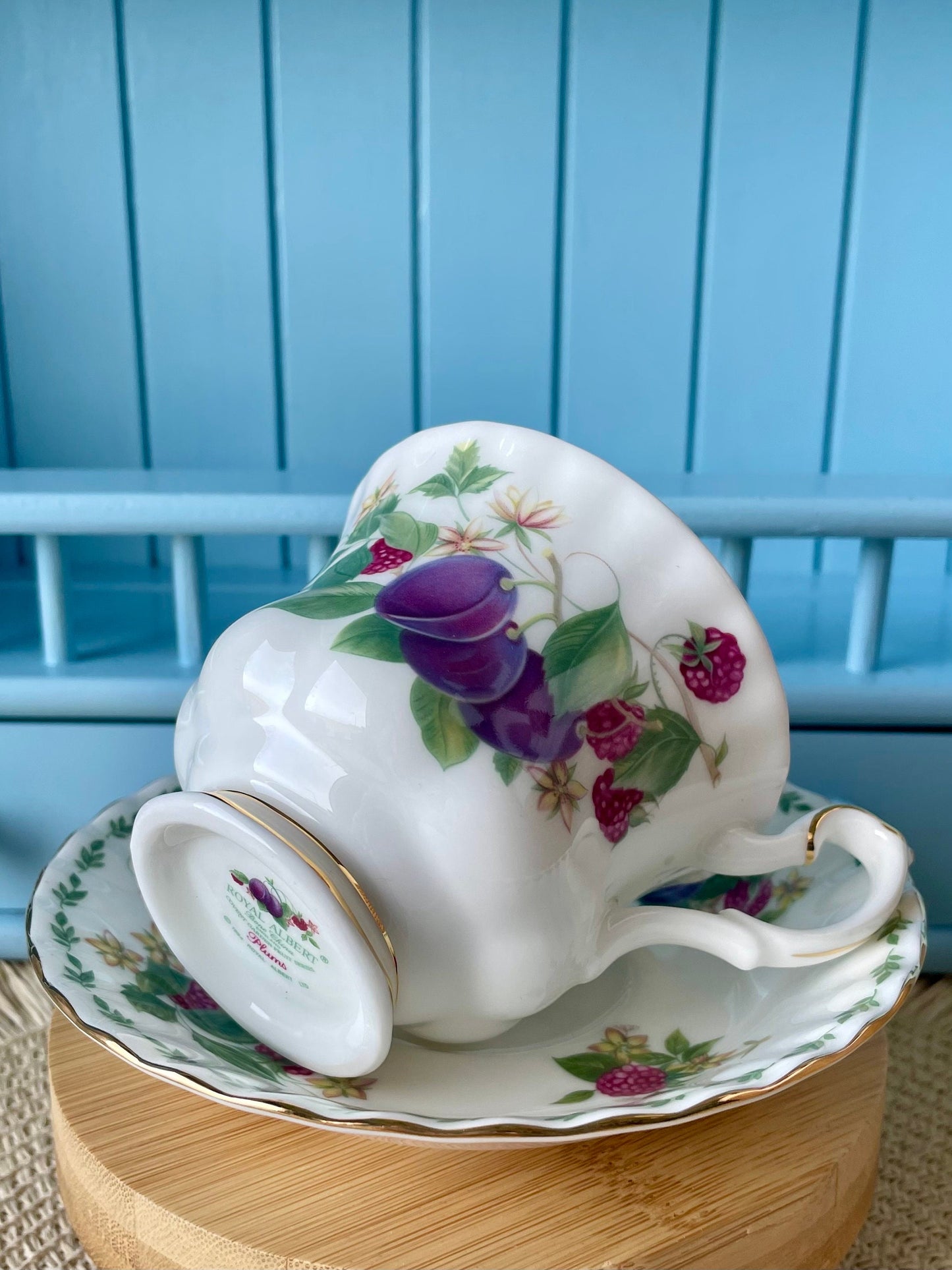 Vintage Royal Albert "Covent Garden Series "Male sized Teacup, Plum, Teacup and Saucer Set, Fine Bone China , Previously Loved, Made England