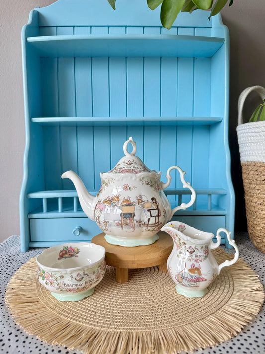 Hard to Find Vintage Royal Doulton 'Tea Service' TeaPot and Creamer Set, Brambly Hedge Gift Collection, Jill Barklem, Mice Decor, England