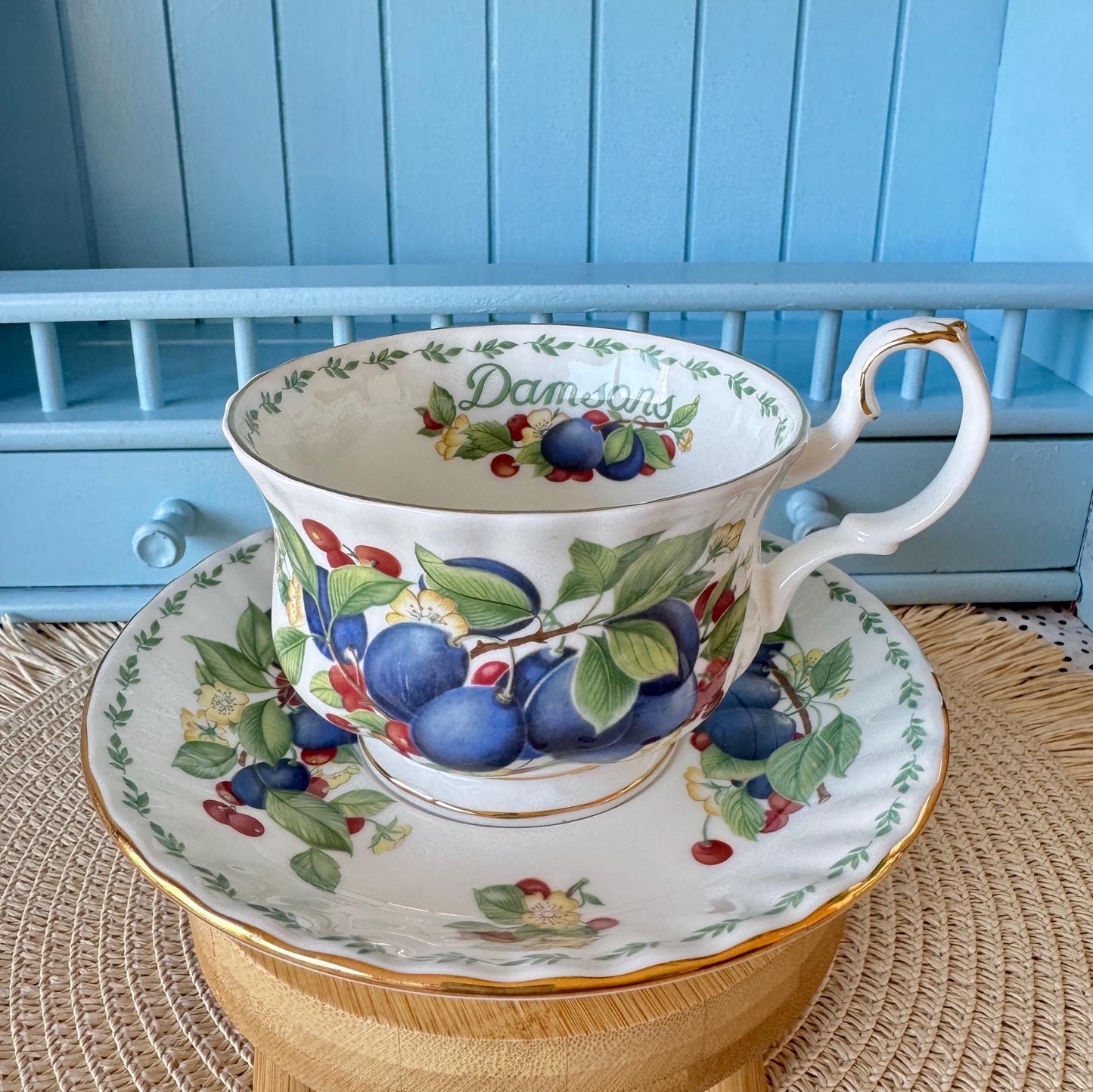RARE Vintage Royal Albert "Covent Garden" Breakfast Set, Damsons, Cereal Breakfast Cup and Saucer, Bone China , Previously Loved, England