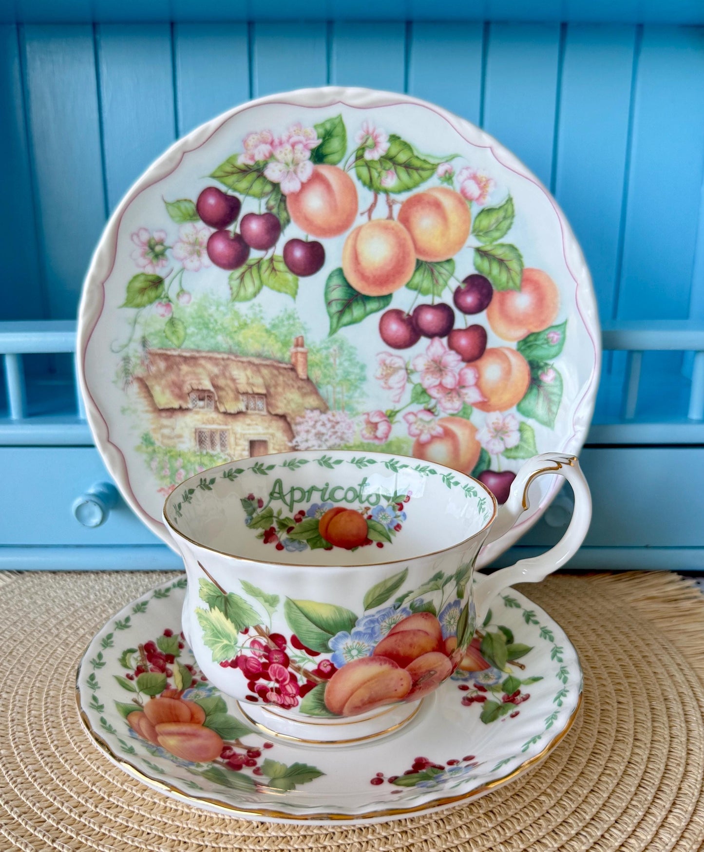 RARE Vintage Royal Albert "Covent Garden" Breakfast Set, Apricots, Cereal Breakfast Cup and Saucer, Bone China , Previously Loved, England