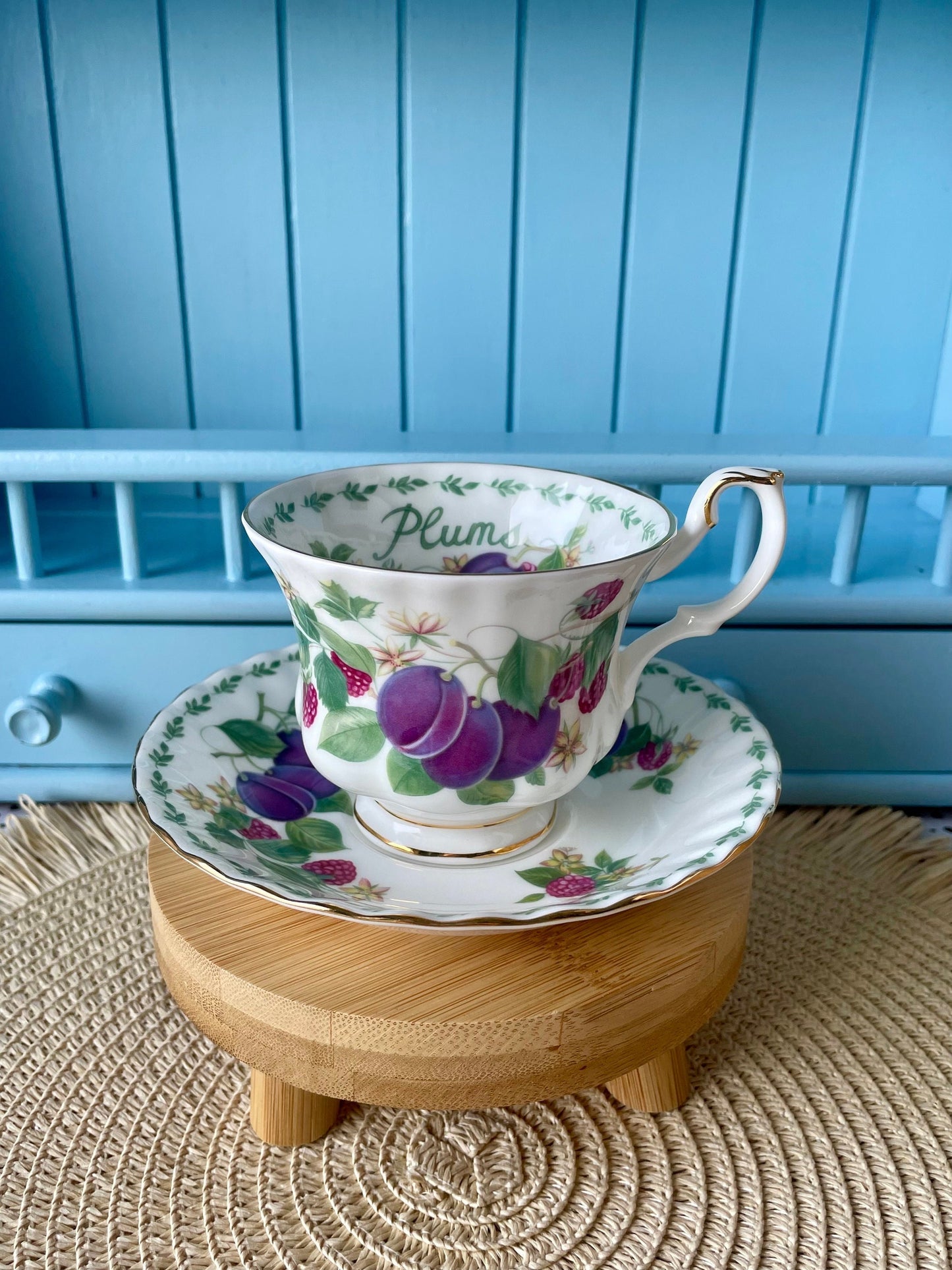 Vintage Royal Albert "Covent Garden Series "Male sized Teacup, Plum, Teacup and Saucer Set, Fine Bone China , Previously Loved, Made England