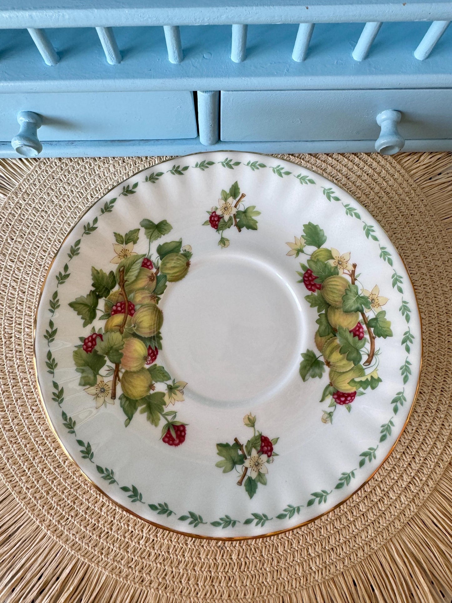 RARE Vintage Royal Albert "Covent Garden" Breakfast Set, Gooseberries, Cereal Breakfast Cup & Saucer, Bone China , Previously Loved, England