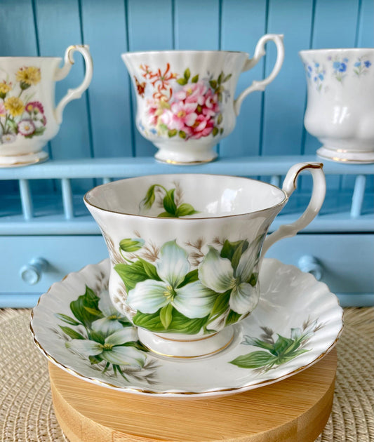 Vintage Royal Albert Trillium Series Male Size TeaCup & Saucer, Fine Bone China, Made In England, HighTea Party, Previously Loved Tea Cup
