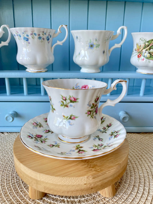 Vintage Royal Albert Winsome Demitasse Teacup & Saucer, Coffee Cup Bone China, Previously loved, Beautiful Pink Roses Decor, Made in England