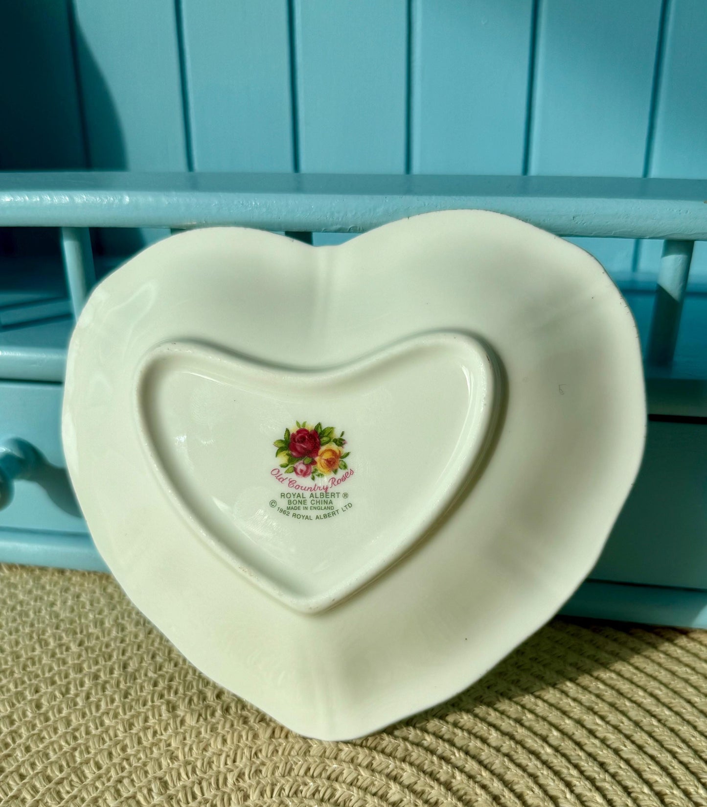 Vintage Royal Albert "Old Country Roses" Heart Shaped Dish, Happy Anniversary, Bone China, Heartfelt Anniversary Gift, Red Roses, England