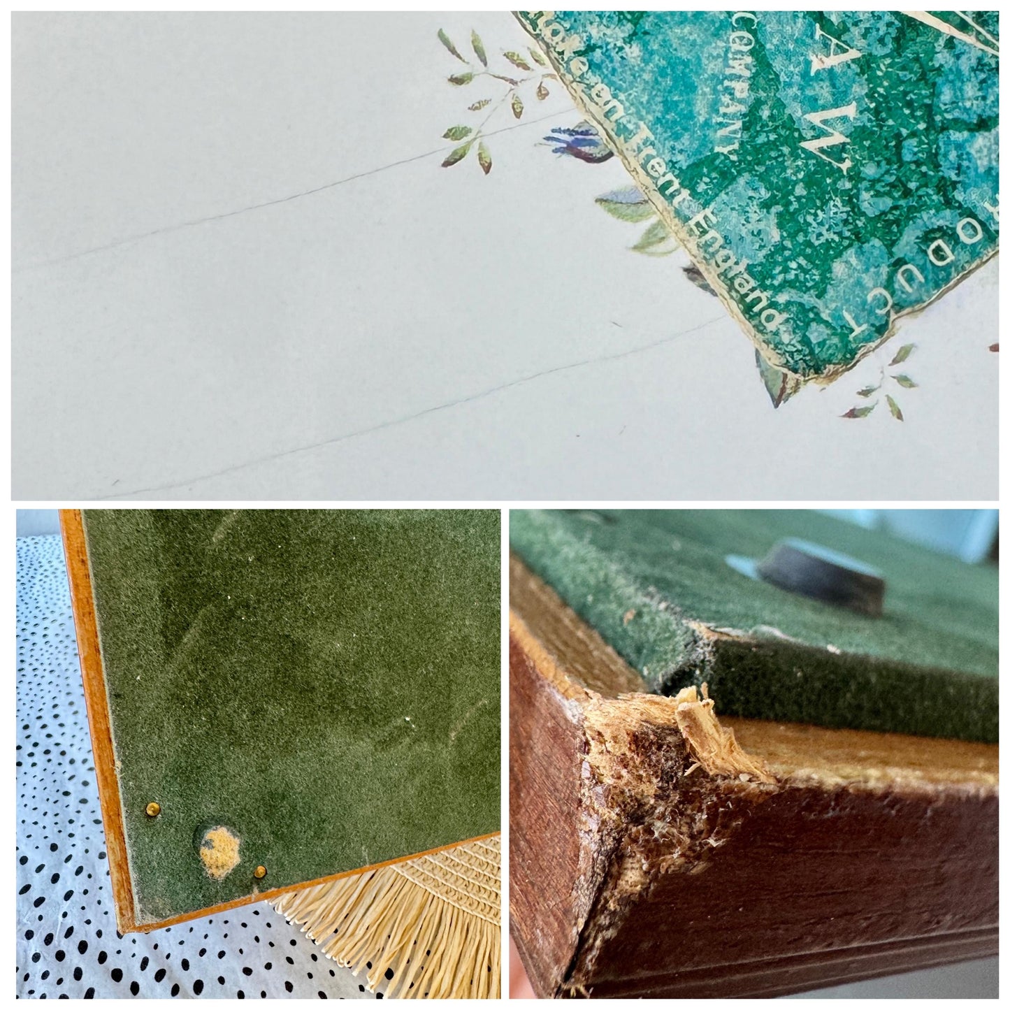 RARE Vintage Moonlight Rose Serving Tray for Tea Lovers, Wood with Handles, 6 Tiles, Sturdy Wooden Frame, Great for Serving & Display, Gift