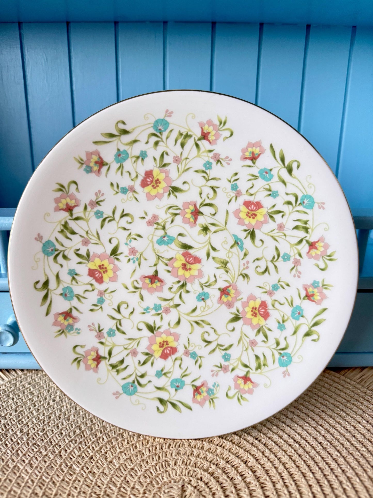 Rare Vintage Coalport "Fantasy" Hard to Find Pedestal Cake Stand, Bone China, Previously Loved, Pretty Green Pink and Green Floral , England