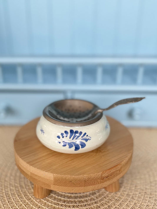 Beautiful Silver Plated Tea Strainer 'Delft Blauw', Previously Loved, Collectors Item, Vintage Gift, Porcelain Drip Bowl, Handpainted Delft