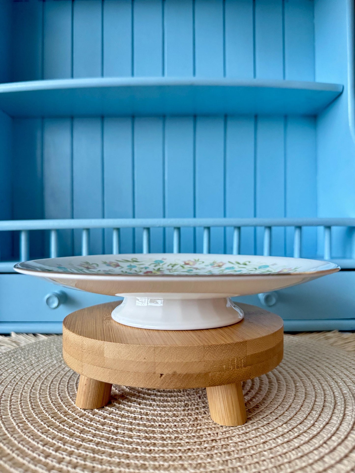 Rare Vintage Coalport "Fantasy" Hard to Find Pedestal Cake Stand, Bone China, Previously Loved, Pretty Green Pink and Green Floral , England