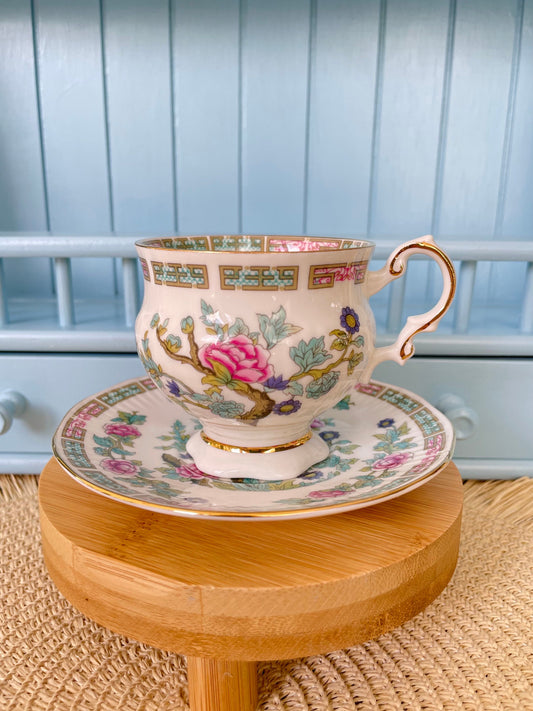 Vintage Elizabethan Fine Bone China Tea Cup and Saucer - Indian Tree Decor, Cherry Blossom, Previously Loved, Antique Tea, High Tea Party
