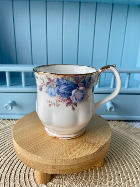 Vintage Royal Albert Moonlight Chocolate Mug, Large Mug, Perfect for Drinking Hot Chocolate, Fine Bone China, Blue Roses Decor, Made England