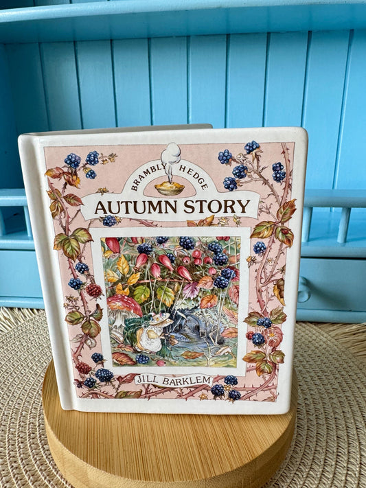 Vintage Royal Doulton "Brambly Hedge"  Autumn Savings Book, Pastel Pink Fall Decor, Jill Barklem, Bone China, Autumn & Mice Decor, England