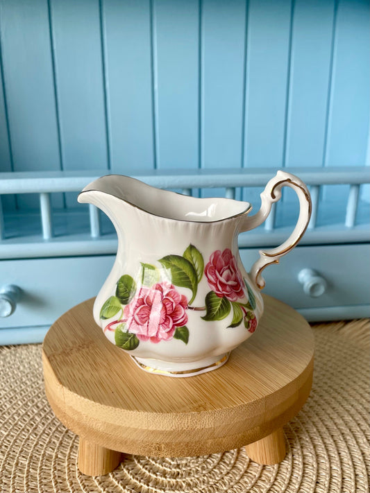 Super Cute Vintage 'Paragon' Flower Festival Creamer or Milk Jug, Bone China, Previously Loved Creamer, Pink Floral Decor, Made in England
