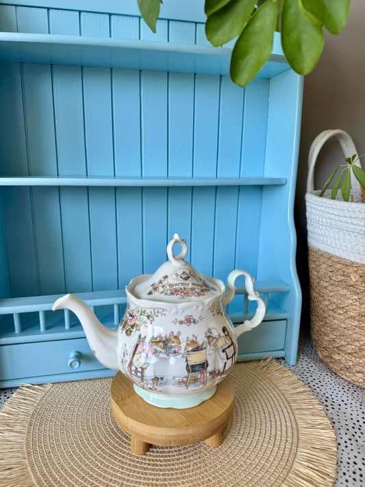 REPAIRED LID Vintage Royal Doulton 'Tea Service' TeaPot, Brambly Hedge Gift Collection, Jill Barklem, Read Description! Mice Decor, England