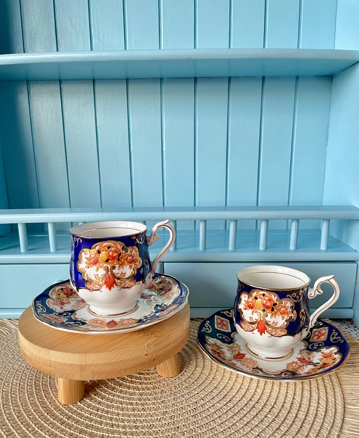 Set Of Two Royal Albert "Heirloom" Espresso & Saucers, Bone China, Previously Loved Vintage, Display Piece, High-Tea, Espresso, England
