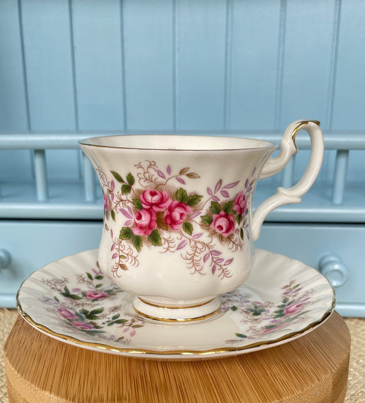 Vintage Royal Albert Lavender Rose Demitasse Teacup & Saucer, Coffee Cup, Bone China, Previously loved, Pink Roses Decor, Made in England