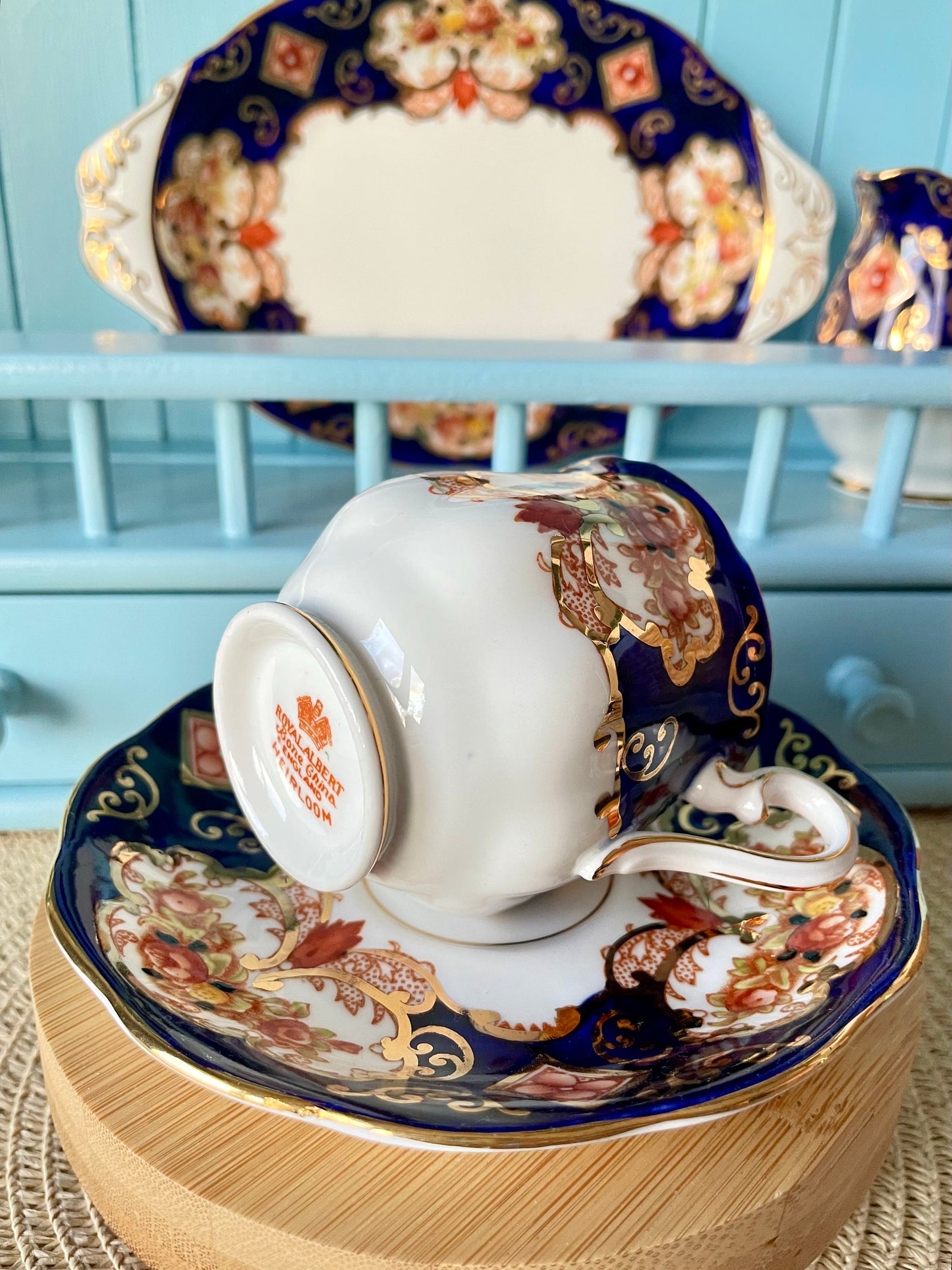 Set Of Two Royal Albert "Heirloom" Espresso & Saucers, Bone China, Previously Loved Vintage, Display Piece, High-Tea, Espresso, England