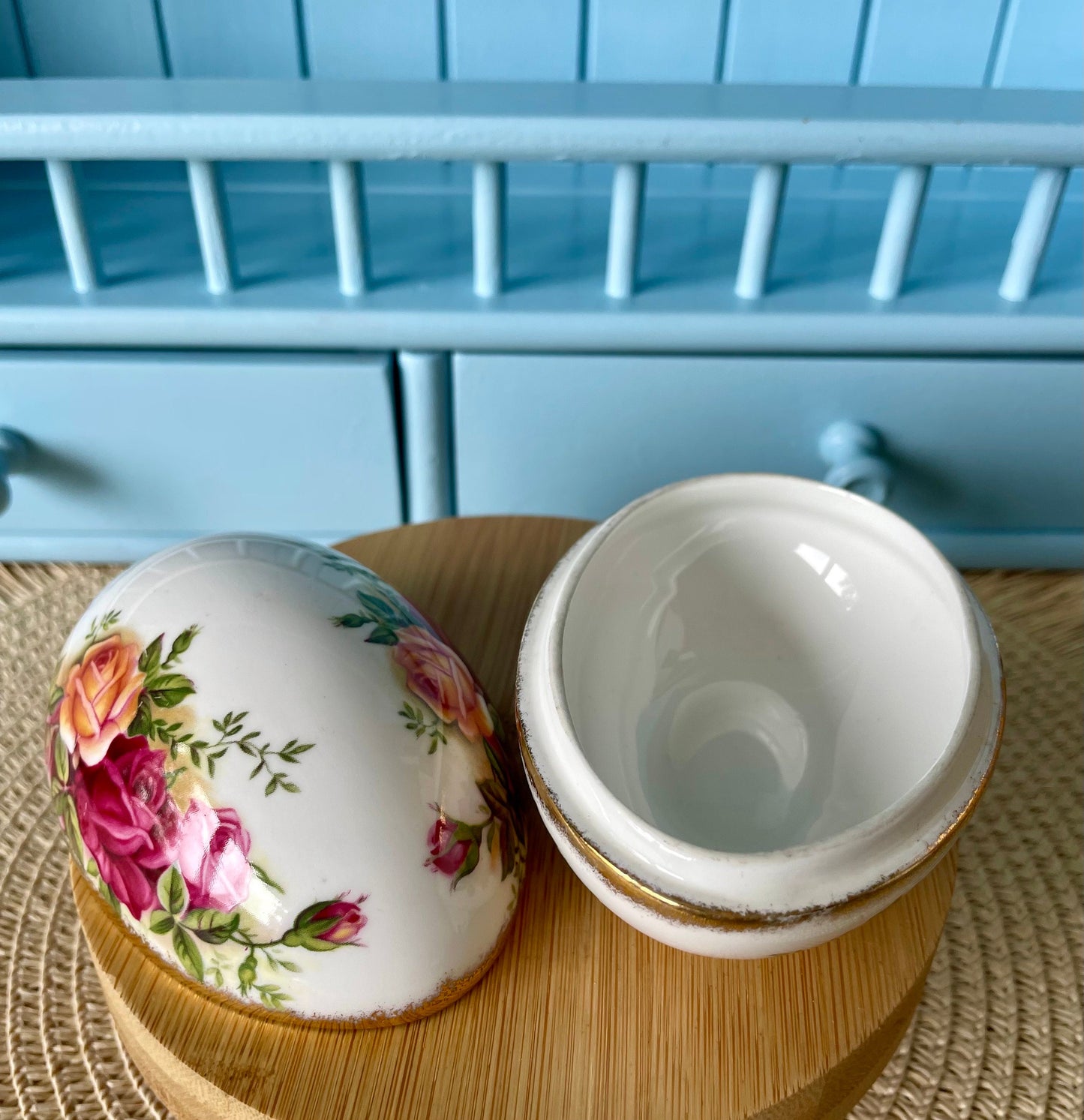 Vintage Royal Albert "Old Country Roses" Trinket Dish Egg Shape, First Edition, Bone China, Previously Loved Vintage, Perfect Gift, England