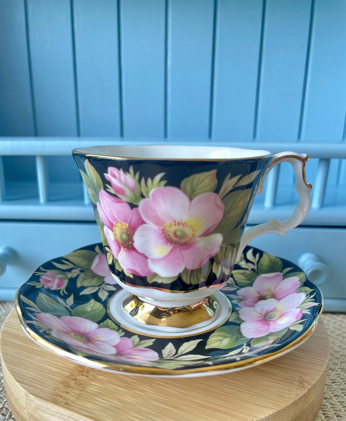 Vintage Royal Albert "Alberta Rose" Provincial Flowers TeaCup & Saucer, Fine Bone China Previously Loved, HighTea Party, Male And Female Set