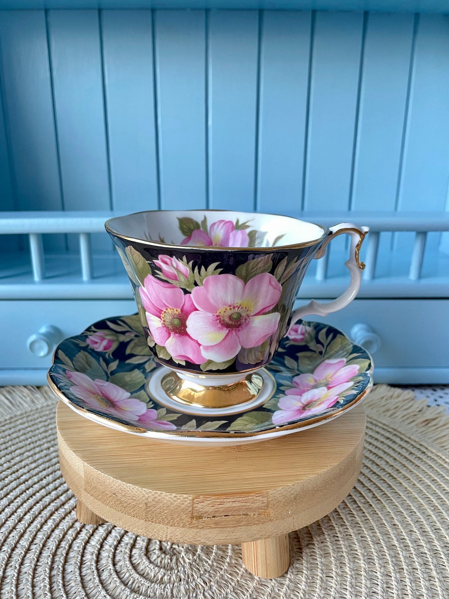 Vintage Royal Albert "Alberta Rose" Provincial Flowers TeaCup & Saucer, Fine Bone China, Previously Loved Vintage, Male Sized, Made England