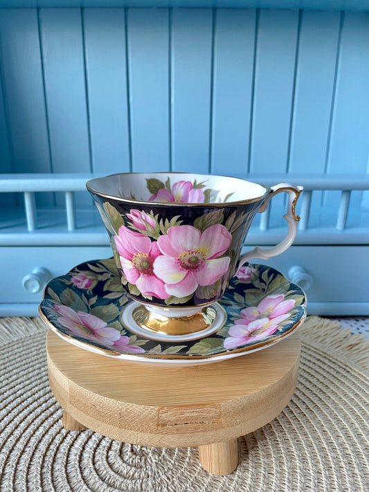 Vintage Royal Albert "Alberta Rose" Provincial Flowers TeaCup & Saucer, Fine Bone China, Previously Loved Vintage, Male Sized, Made England