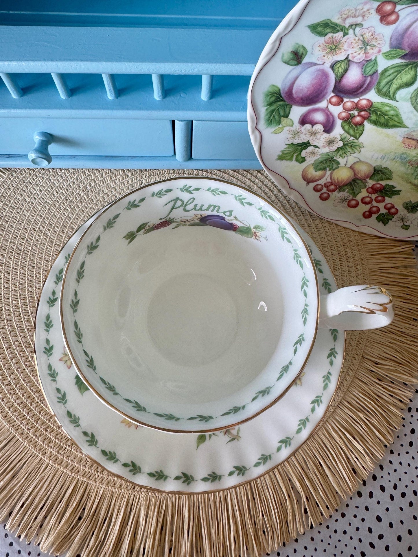 RARE Vintage Royal Albert "Covent Garden" Breakfast Set, Plums, Cereal Breakfast Cup and Saucer, Bone China , Previously Loved, England