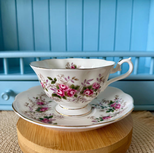 Vintage Royal Albert Lavender Rose Avon Shaped Teacup & Saucer, Bone China, Previously loved, Beautiful Pink Roses Decor, Made in England