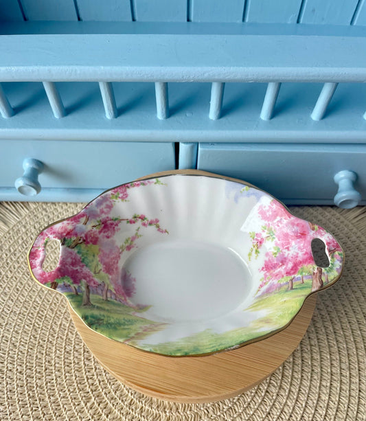 Vintage Royal Albert 'Blossom Time' Bonbon Dish, Fine Bone China, Made in England, Previously Loved, Pink Cherry Blossom Decor, Small Dish