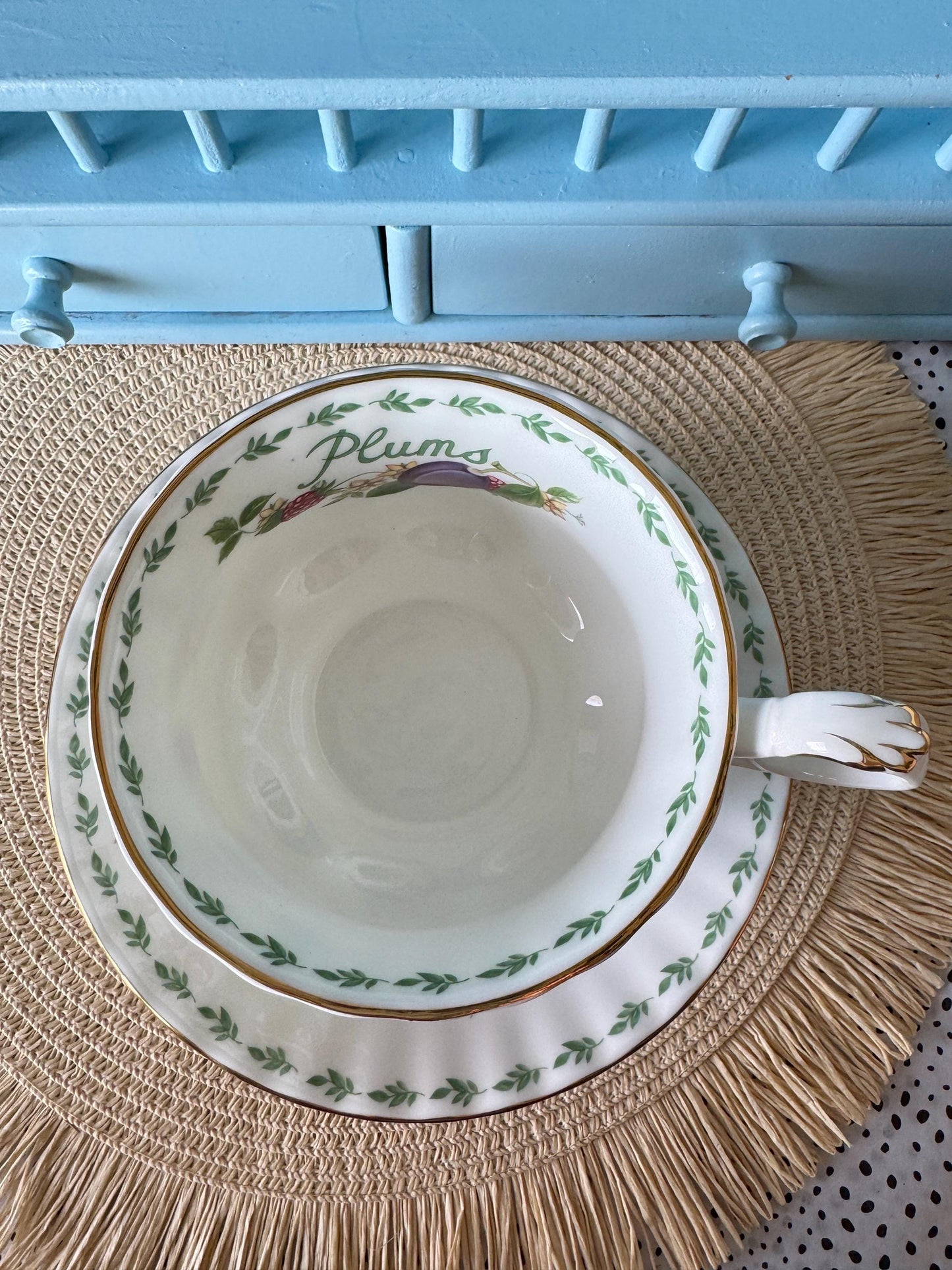 RARE Vintage Royal Albert "Covent Garden" Breakfast Set, Plums, Cereal Breakfast Cup and Saucer, Bone China , Previously Loved, England