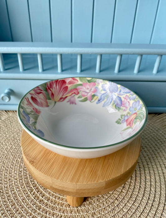 Vintage Royal Albert "Fonteyn" Fine Bone China Compote Dish, Dessert Bowl, Hard to Find Perfect State, Red and Purple Floral Decor, England