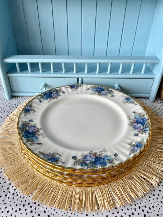 Vintage Royal Albert Moonlight Rose Dinner Plate, Price is Per Plate, Bone China, Beautiful Blue Roses Decor, Made in England, Perfect China