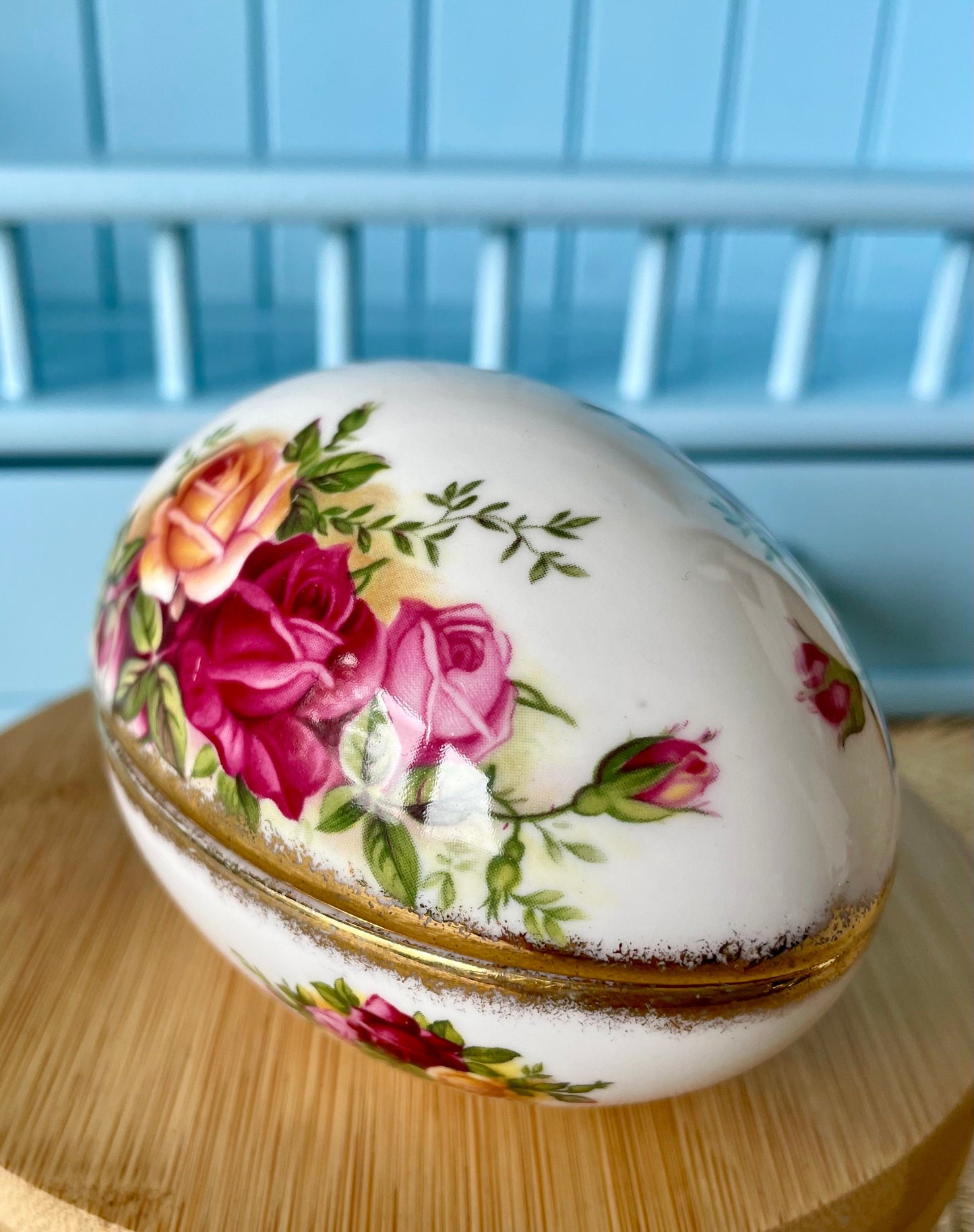 Vintage Royal Albert "Old Country Roses" Trinket Dish Egg Shape, First Edition, Bone China, Previously Loved Vintage, Perfect Gift, England