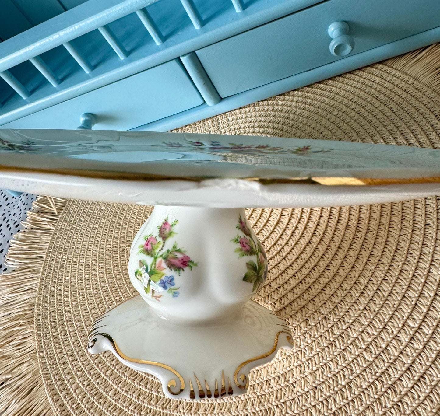 Rare Vintage Royal Albert "Moss Rose" Hard to Find Pedestal Cake Stand, Bone China, Previously Loved, Read Description, Made in England