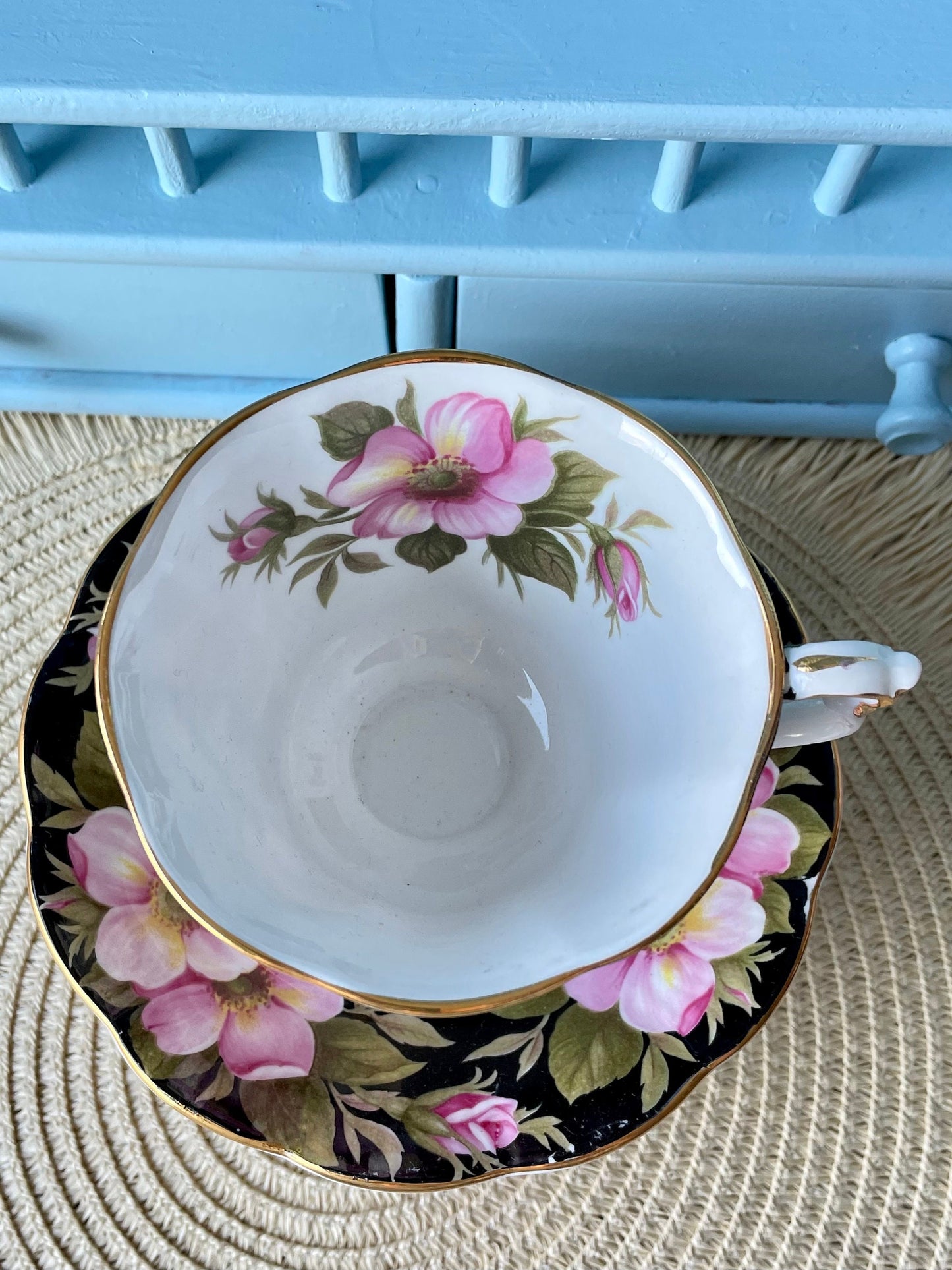 Vintage Royal Albert "Alberta Rose" Provincial Flowers TeaCup & Saucer, Fine Bone China, Previously Loved Vintage, Male Sized, Made England