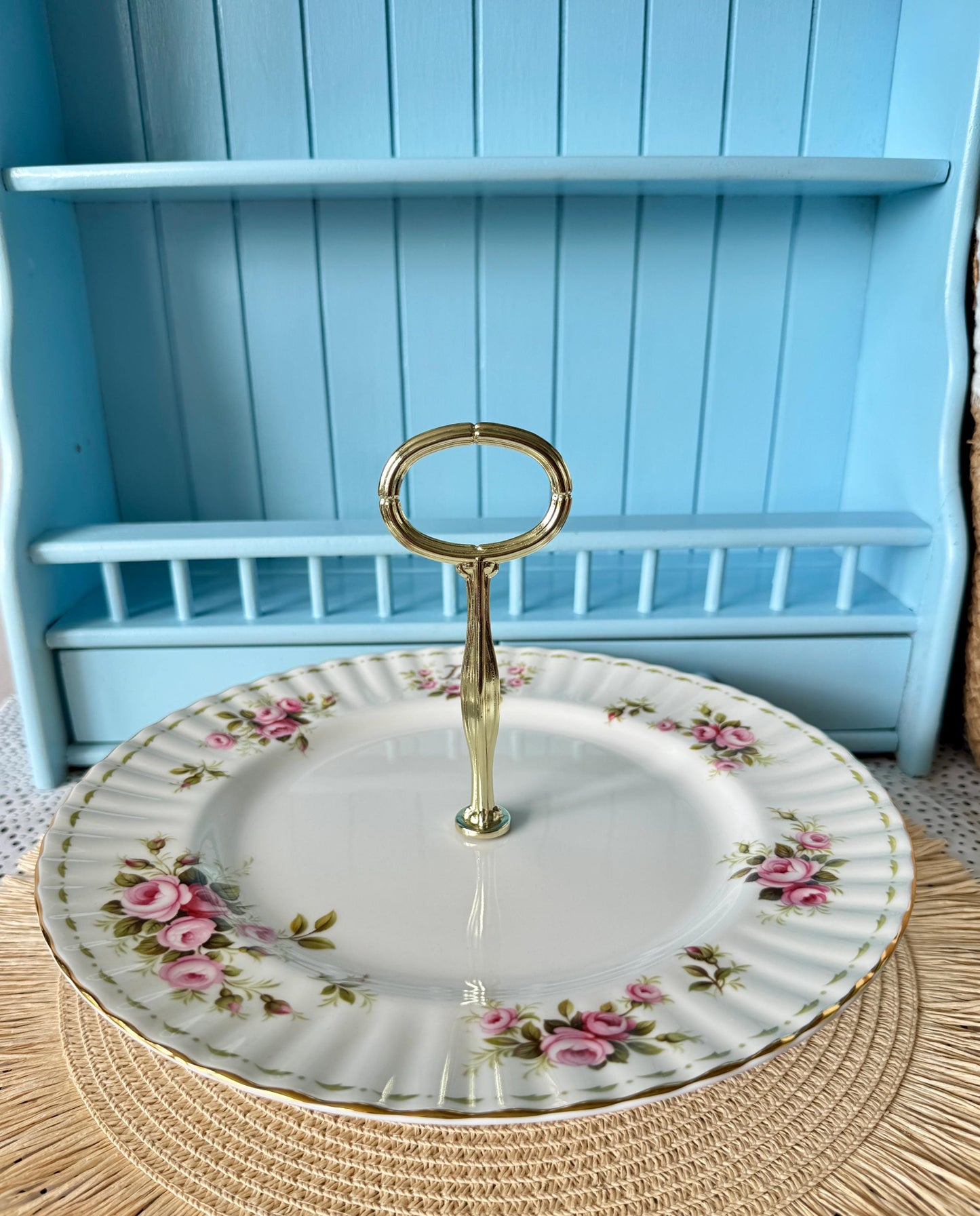 Vintage Royal Albert "Flower Of The Month" June, 1 Tier Cake Stand, Bone China, 27 cm Plate, Previously Loved, High-Tea Party, Gift