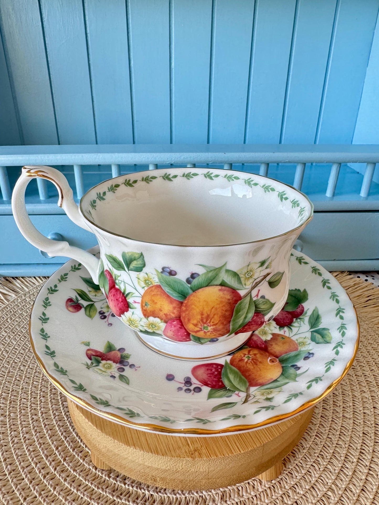 RARE Vintage Royal Albert "Covent Garden" Breakfast Set, Oranges, Cereal Breakfast Cup and Saucer, Bone China , Previously Loved, England