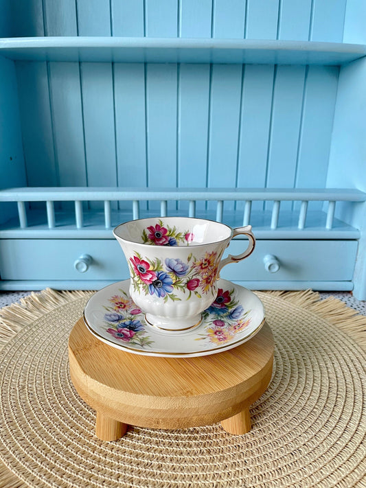 Vintage Beautiful Paragon Flower Festival, English Bone China, Coffee Cup and Saucer, Previously Loved Lady Sized Cup, Lovely Gift, England