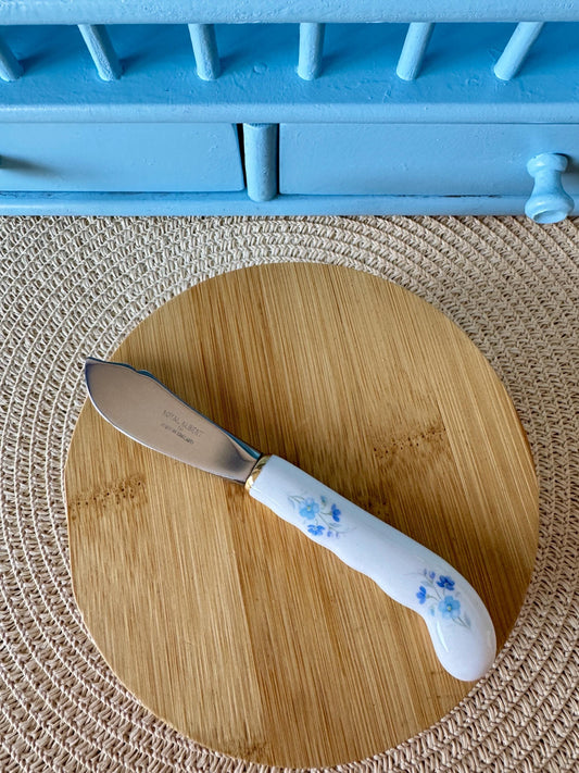 Very Rare,Vintage Royal Albert "Memory Lane" Butter Knife, Bone China,  Porcelain Handle, Pretty Baby Blue Floral Decor, Made in England