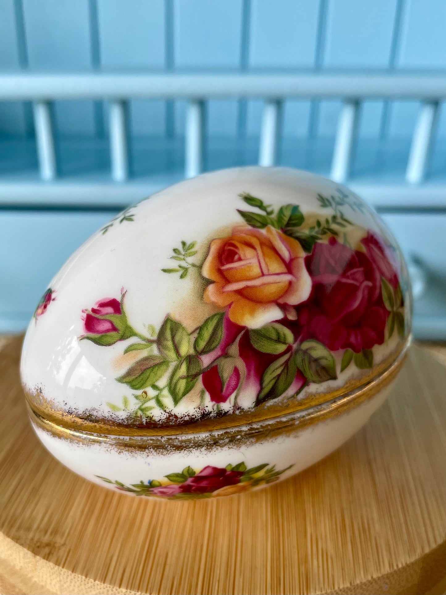 Vintage Royal Albert "Old Country Roses" Trinket Dish Egg Shape, First Edition, Bone China, Previously Loved Vintage, Perfect Gift, England