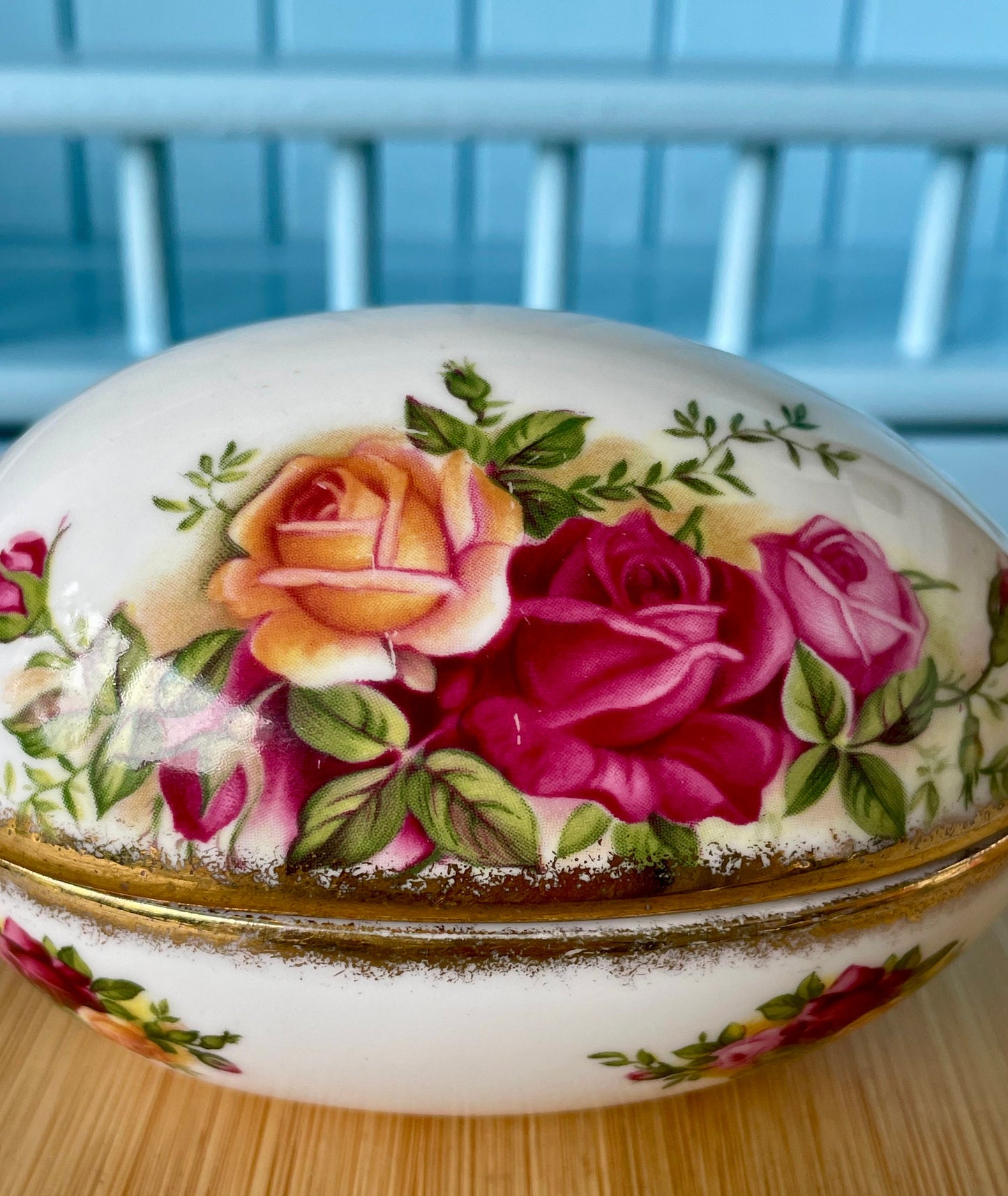 Vintage Royal Albert "Old Country Roses" Trinket Dish Egg Shape, First Edition, Bone China, Previously Loved Vintage, Perfect Gift, England