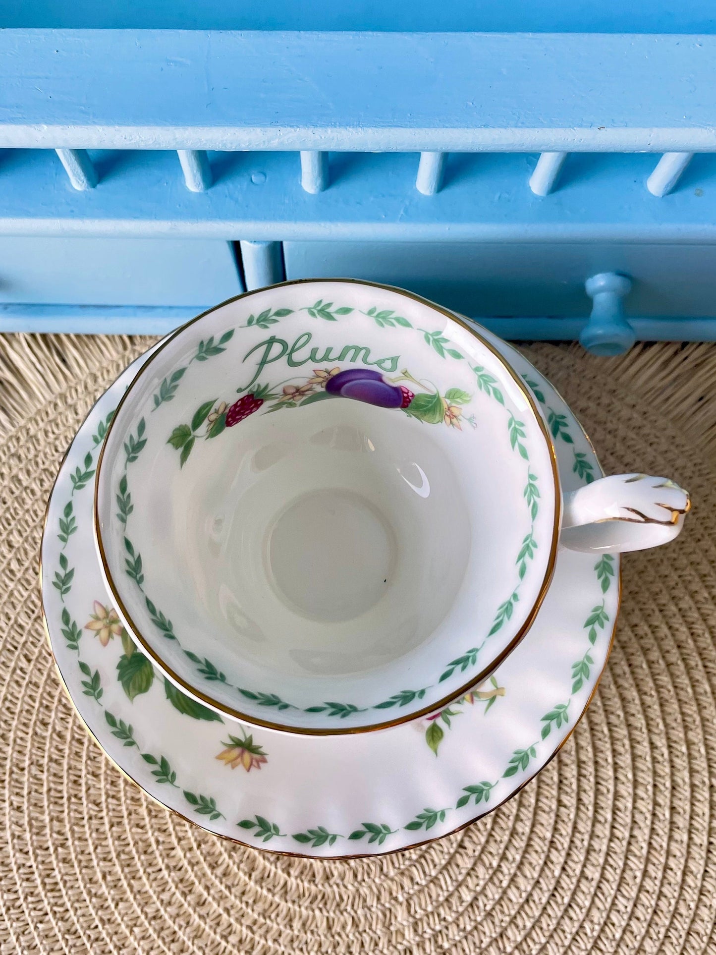 Vintage Royal Albert "Covent Garden Series "Male sized Teacup, Plum, Teacup and Saucer Set, Fine Bone China , Previously Loved, Made England