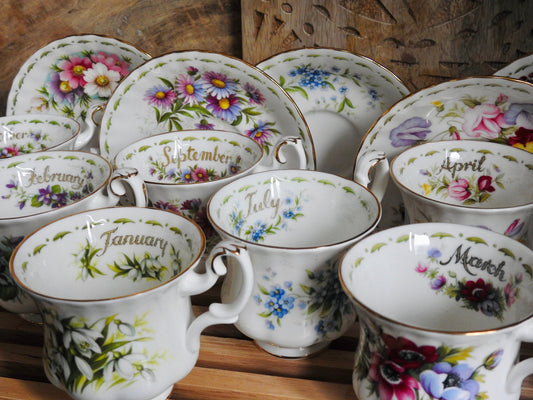 Royal Albert Flower Of The Month Lady Sized Duo's Cup & Sauc