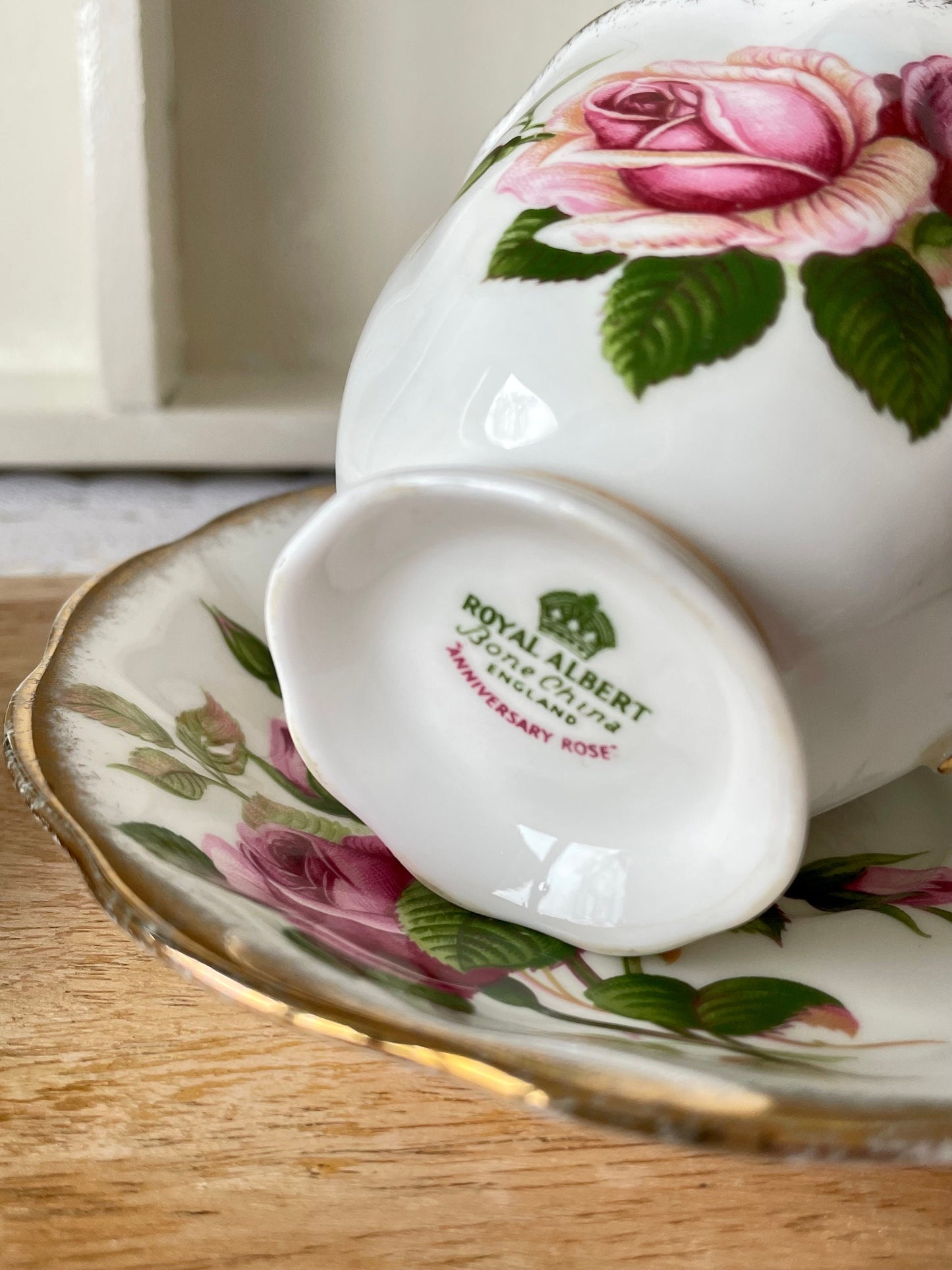 Set of 2 Vintage Male Sized Anniversary Rose Tea Cups
