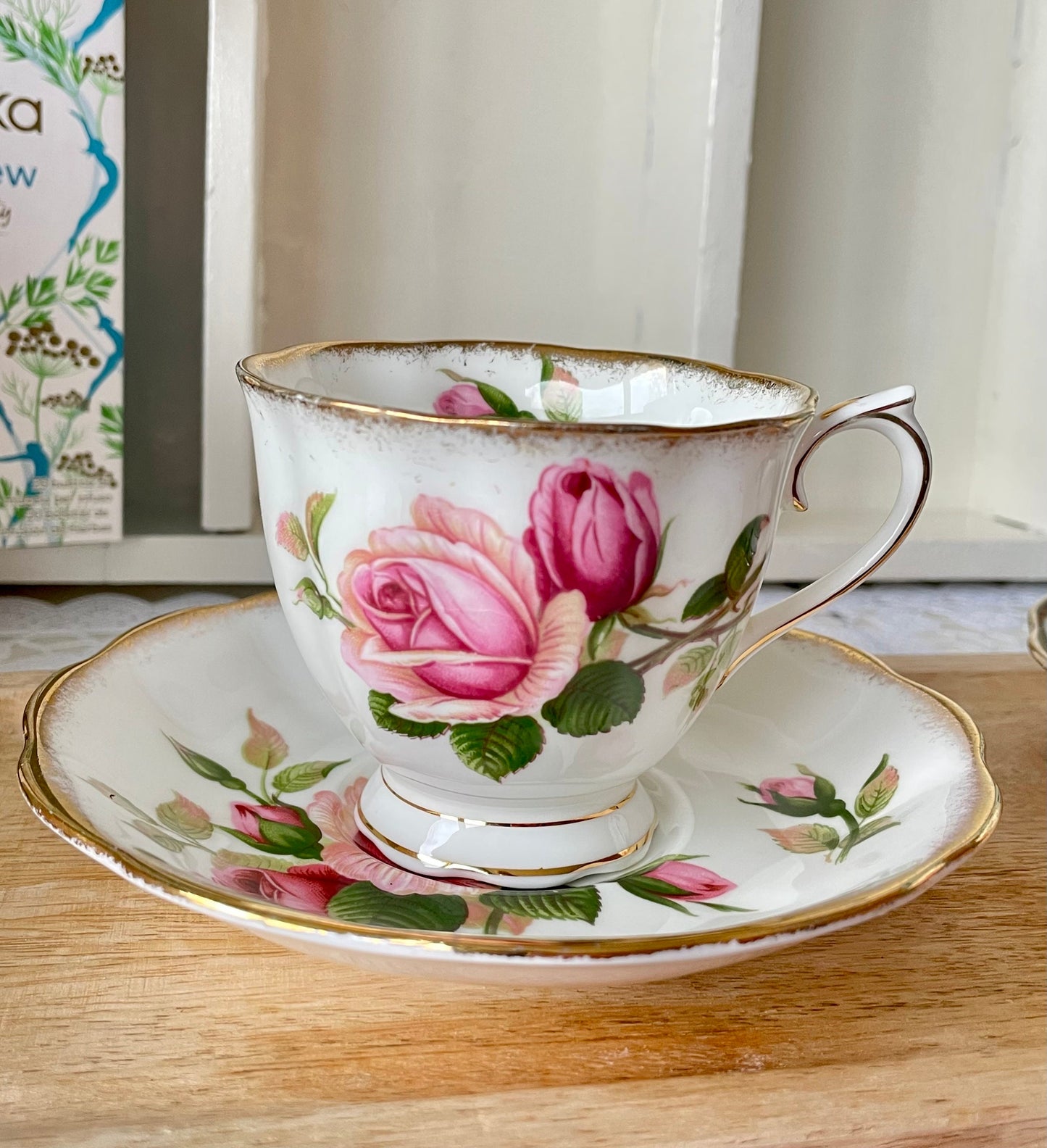 Set of 2 Vintage Male Sized Anniversary Rose Tea Cups