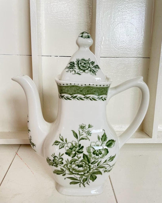 Vintage Green Floral Stratford Teapot by W.H. Grindley & Co