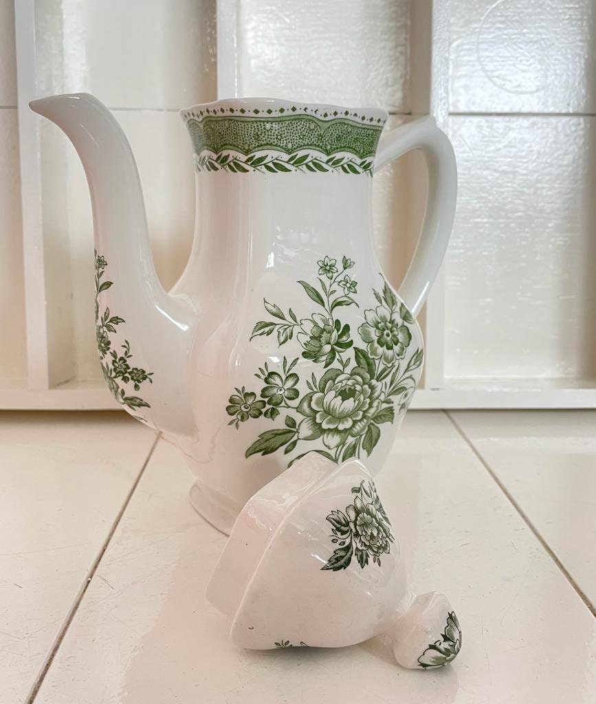 Vintage Green Floral Stratford Teapot by W.H. Grindley & Co